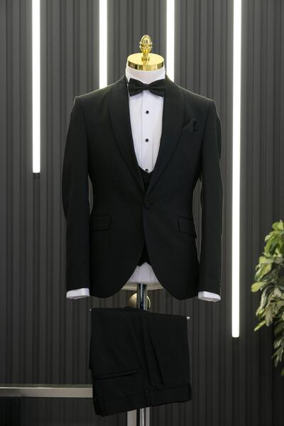 AKÇAYLAR Тонкий комір шалі Доббі комір жилет краватка-метелик смокінг костюм