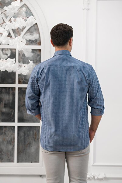 ADVANTE Cămașă clasică pentru bărbați în carouri cu buzunare late și confortabile