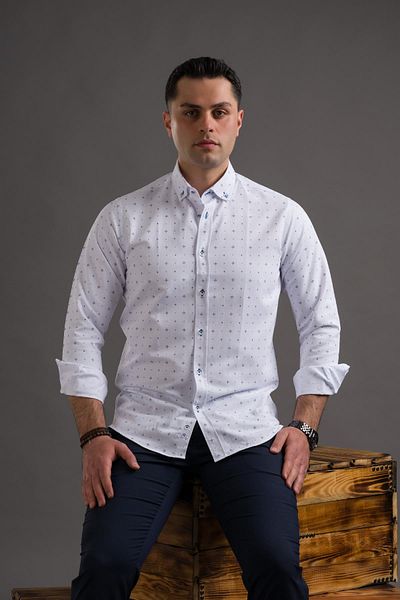ADVANTE Ανδρικό πουκάμισο με μοτίβο Slimfit με γιακά με μακρυμάνικο
