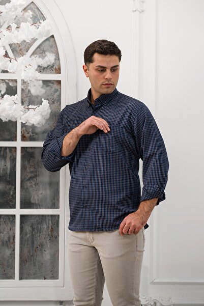 ADVANTE Чоловіча сорочка з дрібною клітинкою, широким кроєм та кишенями, з сезонного матеріалу