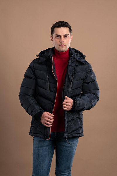 AKÇAYLAR Мъжко пухено яке FBI Slimfit с качулка и подплата с цип