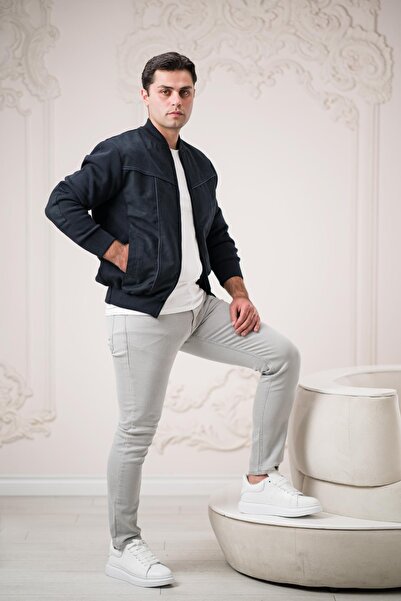 nehir by ahmet fulker Регулярний крій, передня частина з замші, задня частина з трико, прямий комір, застібка-блискавка, бічні кишені, чоловічий пальто.