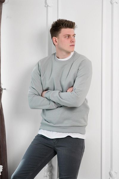 AKÇAYLAR SLIMFIT ZERO COLLAR BASIC 3 THREAD MEN'S SWEATSHIRT