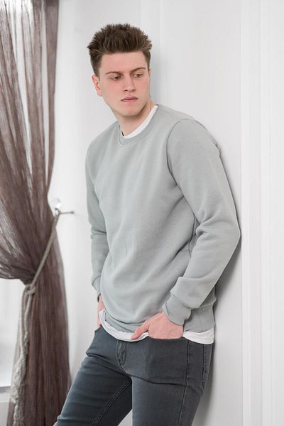 AKÇAYLAR SLIMFIT ZERO COLLAR BASIC 3 THREAD MEN'S SWEATSHIRT