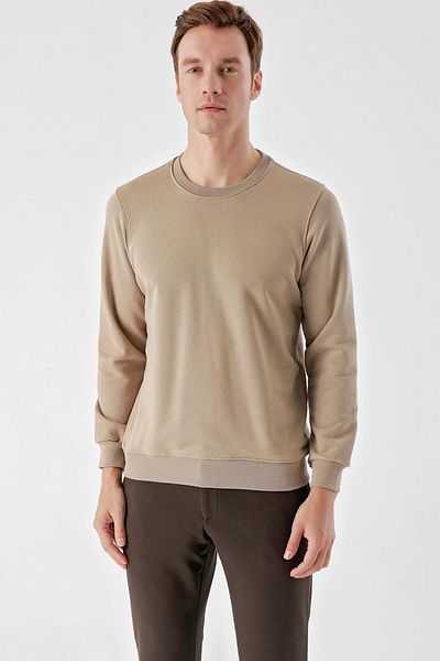 AKÇAYLAR Ανδρικό φούτερ Slimfit Crew Neck μονόχρωμο 2 νήματα