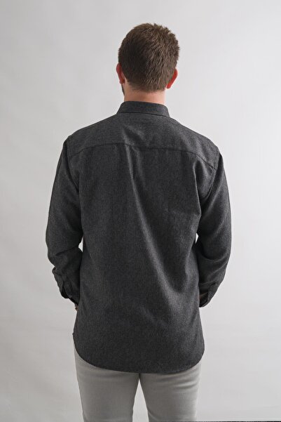 BİCAN Зручний крій, кишені, комір на ґудзиках, армурований, з точковим візерунком, зимовий чоловічий сорочка