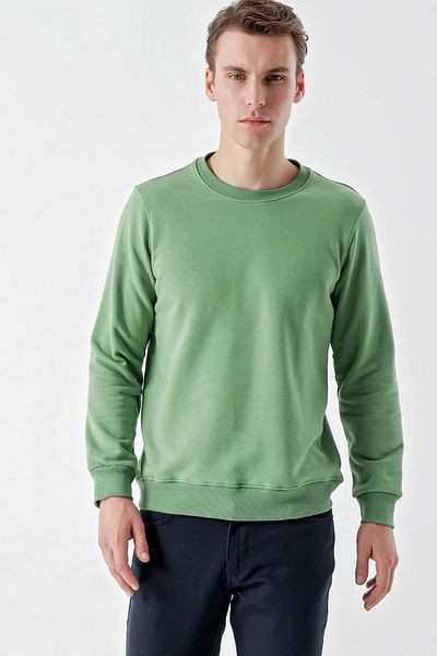 AKÇAYLAR Ανδρικό φούτερ Slimfit Crew Neck μονόχρωμο 2 νήματα