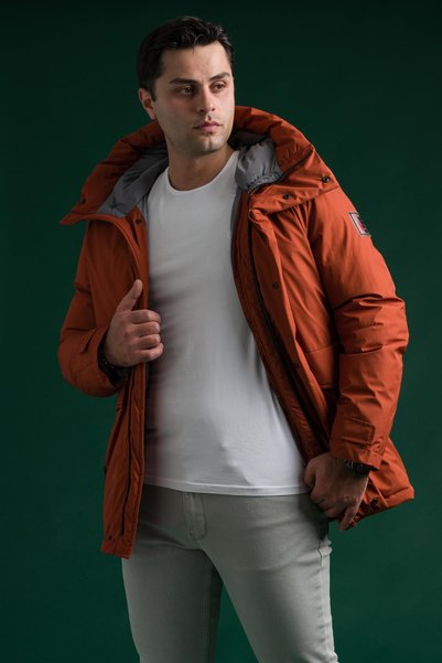 AKÇAYLAR Slimfit Kapşonlu Çıtçıt Ve Fermuar Yan Fermuar Cepli Elyaf Dolgulu A...