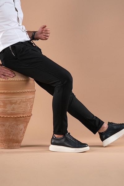 AKÇAYLAR Χειμερινό υφασμάτινο παντελόνι Slimfit μονό πλισέ στενό πόδι με λεπτομέρεια με φερμουάρ
