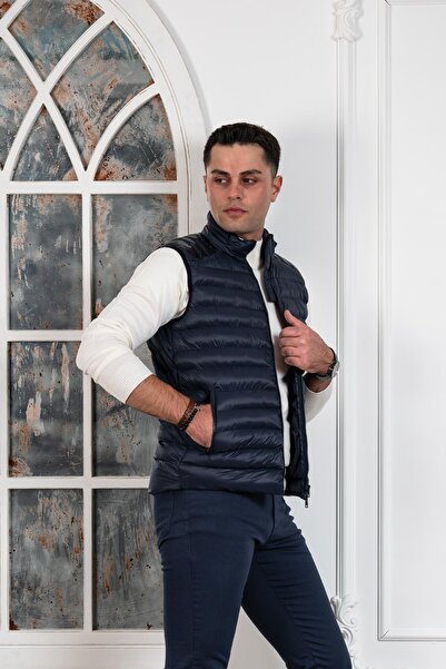 AKÇAYLAR Slimfit Чоловічий жилет з прямим коміром та застібкою-блискавкою