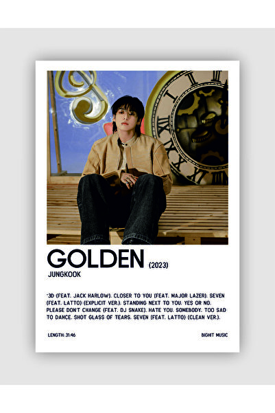 fırsatlar diyarı JUNGKOOK Golden K-pop Duvar Posteri - Duvar Dekoru - Kalın K...