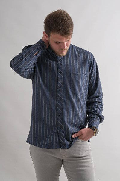 AKÇAYLAR Зручний крій, кишені, комір на ґудзиках, смугастий зимовий чоловічий сорочка