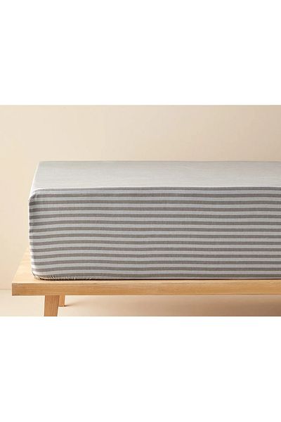 Osmanlı Home Concept Stripe Striped Cotton Satin Double Elastic Sheet + 2 Pillowcases 160x200