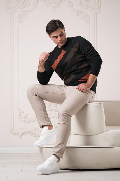 nehir by ahmet fulker Nehir By Faruk Ülker Мъжки вълнен пуловер Regular Fit с нулева яка