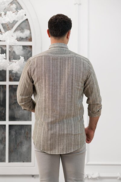 ADVANTE Слім-фіт сорочка з плетеним коміром на ґудзиках з смужками, з тканого полотна, для сезону