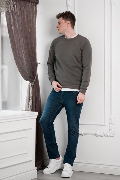 AKÇAYLAR SLIMFIT ZERO COLLAR BASIC 3 THREAD MEN'S SWEATSHIRT