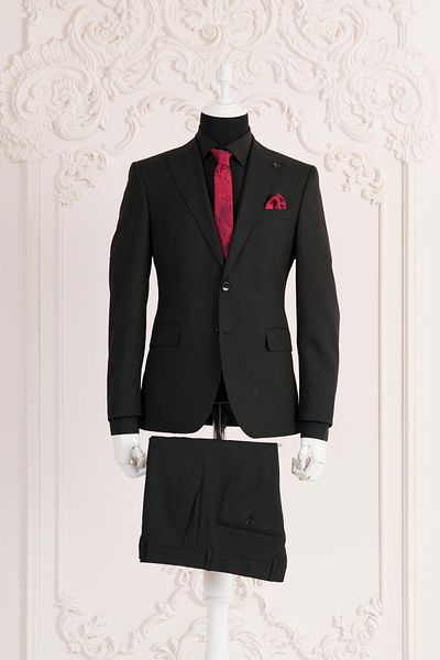 Sır Ανδρικό κοστούμι με ριγέ μυτερό γιακά 6 Drop Double Slit Regular Fit
