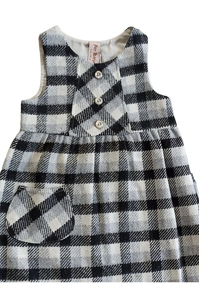 JOYKEEPER Çaren Kids- Rochie pentru fetiță în carouri din țesătură de flanel cu un singur buzunar, cu accesorii cu nasturi