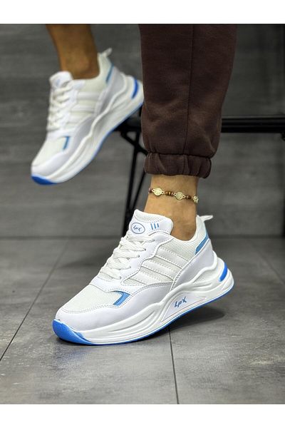 Weynes White Blue Women's Three Line Orthopedic Daily Walking Sports Shoes Wsb0640