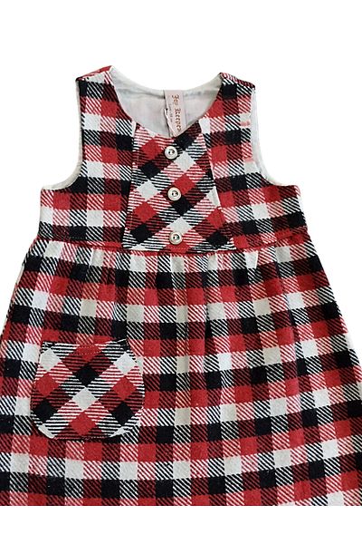JOYKEEPER Rochie gilet pentru fete din carouri din țesătură de flanel cu un singur buzunar, cu accesorii cu nasturi