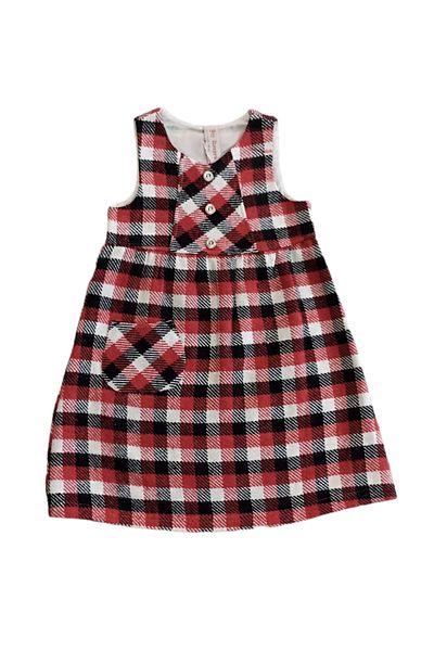 JOYKEEPER Rochie gilet pentru fete din carouri din țesătură de flanel cu un singur buzunar, cu accesorii cu nasturi
