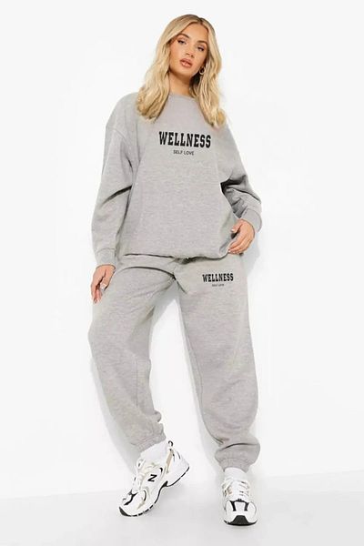 Modern Moda Wellness Self Love - Σετ φούτερ Jogger με μαύρη στάμπα και φούτερ με κουκούλα