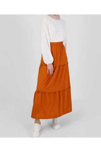 RESPİRO Plus Size, Mother's Size, Άνετη Κοπή, Ελαστική Μέση Φούστα σε στρώσεις