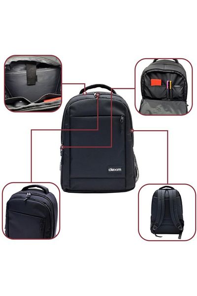 Dexim Dxbp11 Essential 15.6" Notebook Backpack Black (Water Resistant)