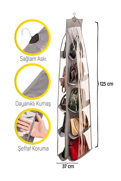 Serstil 10 Pocket In-Cabinet Bag and Shoe Organizer Anthracite