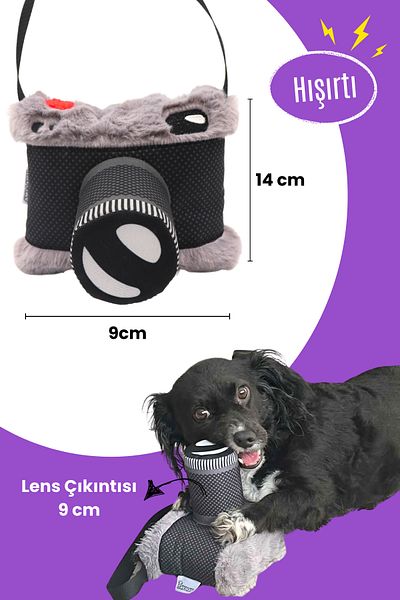 Havhav Camera Themed Plush Dog Toy, Sound-Making Dog Tug Toy
