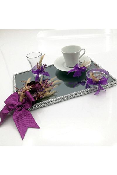 Lora Davet Σετ δίσκου αρραβώνων Purple Promise και σετ δίσκου για φλιτζάνι καφέ γαμπρού