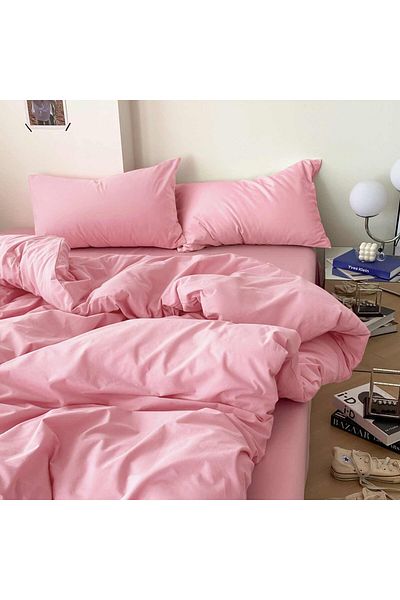 Soft Colours Single Duvet Cover Set with Fitted Sheets