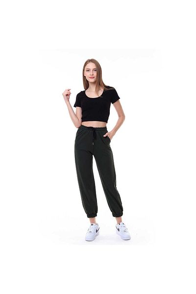 Miss Puddra Trening pentru femei, cu tăietură largi, jogger, cu un singur fund, kaki