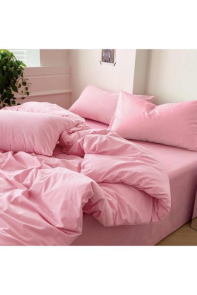 Soft Colours Single Duvet Cover Set with Fitted Sheets