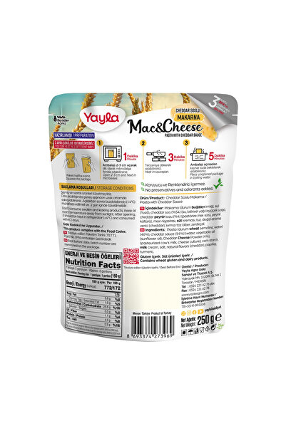 Yayla Yemek Hazır Mac&Cheese Cheddar Soslu Makarna 250 gr