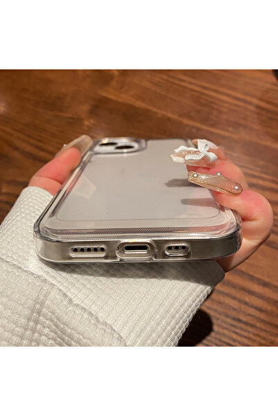 EDELFU Iphone 13 - 14 Için Şeffaf Arkası Sararmaz Sert Mika Ekran Ve Kamera Çıkıntılı Silikon Kapak