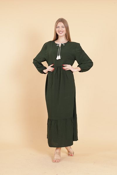 mervemoda Γυναικείο μακρυμάνικο φόρεμα μπορντό σε όλο το μήκος