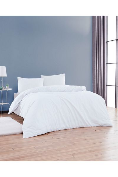 ALE HOME Set de lenjerie de pat simplu, cearșaf de pat și 1 față de pernă alb