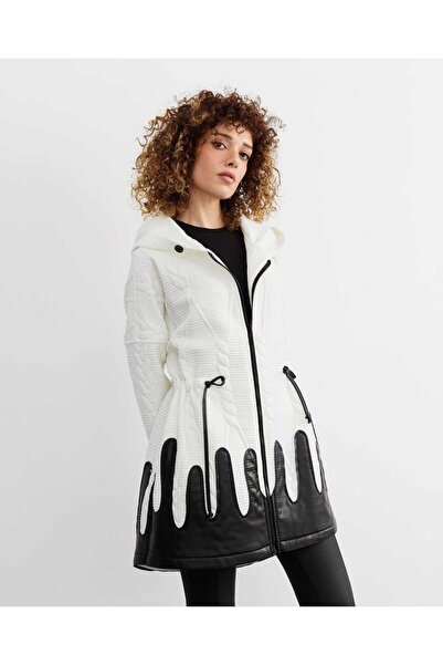 eski Старовинна тканина з капюшоном, туніка-кардиган - ЕКРУ