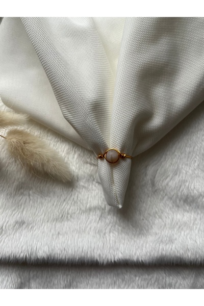 PelvedDesign Beyaz akik Taşı altın Ayarlanabilir Doğal Taş El Yapımı Tel Yüzük