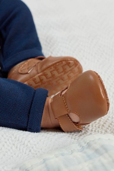 Next Baby Bronze Brown Leather Soft Sole Baby Shoes