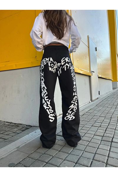 Gofeel Vintage πίσω εμπριμέ φαρδύ τζιν