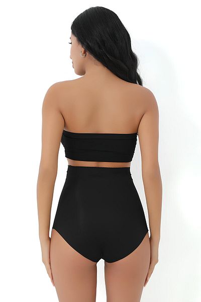 red iç giyim High Waist and Recovery Laser Cutting Black Slip Corset - Anti-Slip Silicone