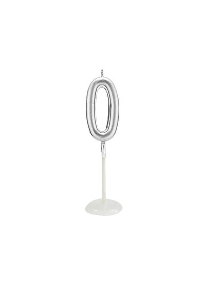Bkmc KÜÇÜK BOY 0 RAKAM GÜMÜŞ MUM 8CM