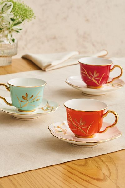 İSTANBUL PORSELEN Green Berin Coffee Cup Set - 90 ml Set of 2
