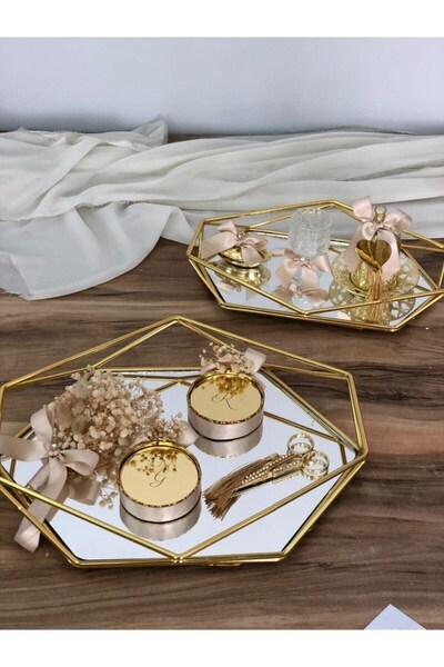 Denseden 2 bucăți Prism Promise Inel de logodnă Tavă pentru inele de logodnă pentru mire Cupă pentru mire Decor pentru logodnă Zi specială de nuntă