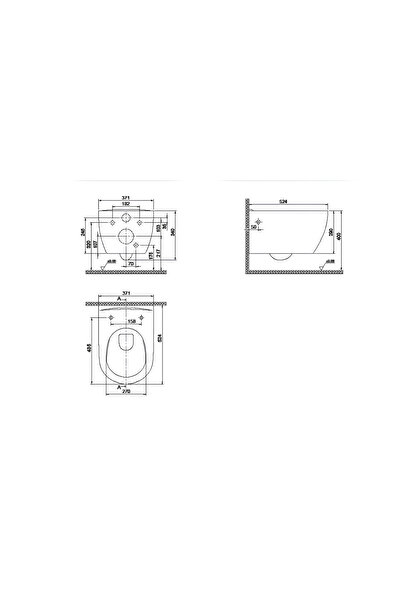 Turkuaz City Asma Kanalsız Klozet , Ova Gömme Rezervuar Seti