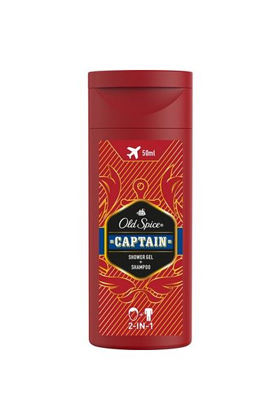 Old Spice Captain Shower Gel Shampoo 50 ml Travel Size, Shower Gel 50 ml
