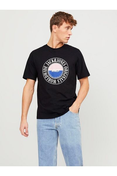 Jack & Jones Jack&Jones O Neck Standard Fit Men's Black 100% Cotton T-Shirt12250411