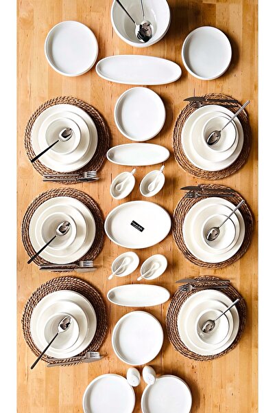 CASA DE BELLA Heraklion 106 Parça 12 Kişilik Sade Beyaz Yemek Ve Kahvaltı Takımı